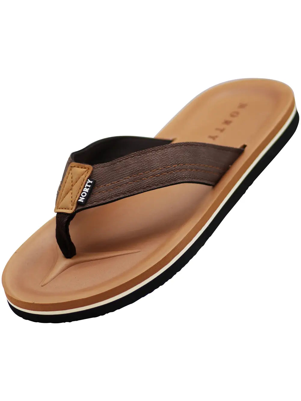 NORTY Mens Flip Flop Sandal Brown, Brown (11066)